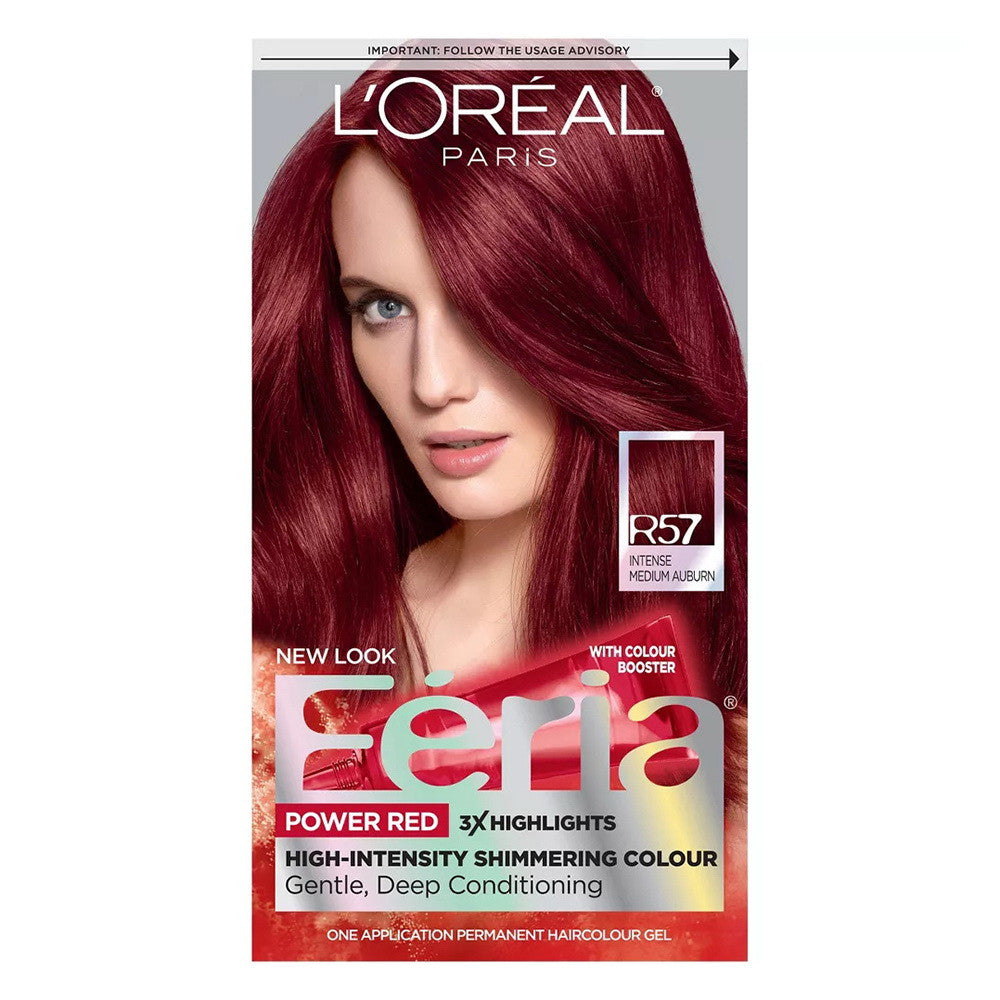 Loreal Paris Feria Power Reds Permanent Hair Color, R57 Intense Medium Auburn - 1 Ea